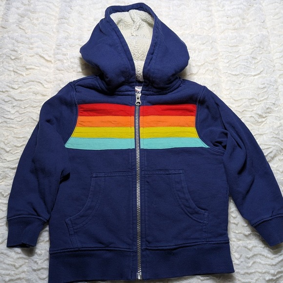 Hanna Andersson Kids Rainbow Zip Hoodie | Sherpa Lined | Cozy Sweatshirt size 3T - Picture 1 of 7